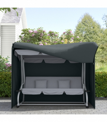 Outsunny 3 Seater Garden Swing Cover, Windproof and Anti-UV, Grey