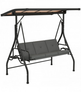 Outsunny 3 Seater Garden Swing Seat Bed, Convertible Swing Chair, Dark Grey