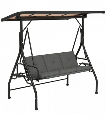 Outsunny 3 Seater Garden Swing Seat Bed, Convertible Swing Chair, Dark Grey