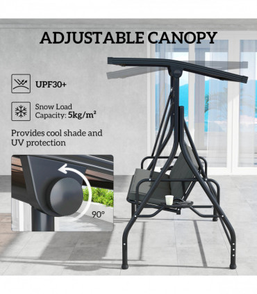 Outsunny 3 Seater Garden Swing Seat Bed, Convertible Swing Chair, Dark Grey