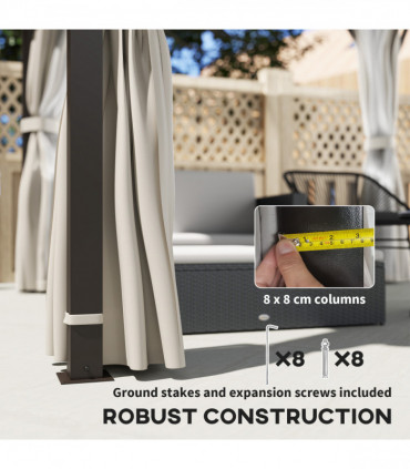 Outsunny 3 x 3(m) Hardtop Gazebo with Metal Roof, Netting and Curtains