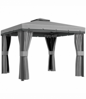 Outsunny 3 x 3(m) Patio Gazebo Garden Shelter w/ Mosquito Netting, Light Grey