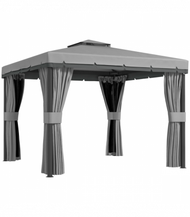 Outsunny 3 x 3(m) Patio Gazebo Garden Shelter w/ Mosquito Netting, Light Grey