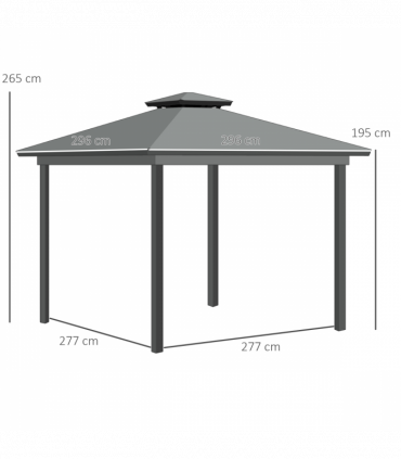 Outsunny 3 x 3(m) Patio Gazebo Garden Shelter w/ Mosquito Netting, Light Grey