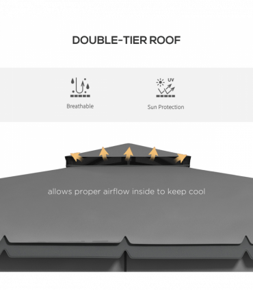Outsunny 3 x 3(m) Patio Gazebo Garden Shelter w/ Mosquito Netting, Light Grey