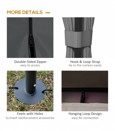 Outsunny 3 x 3(m) Patio Gazebo Garden Shelter w/ Mosquito Netting, Light Grey