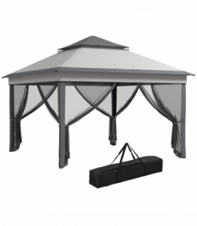 Outsunny 3 x 3(m) Pop Up Gazebo Tent with Netting, Height Adjustable, Grey