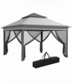 Outsunny 3 x 3(m) Pop Up Gazebo Tent with Netting, Height Adjustable, Grey