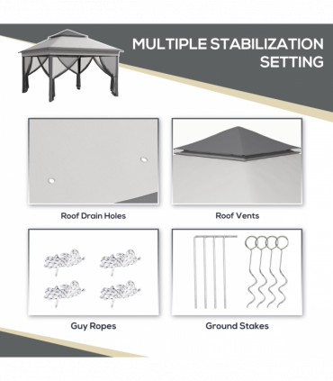 Outsunny 3 x 3(m) Pop Up Gazebo Tent with Netting, Height Adjustable, Grey