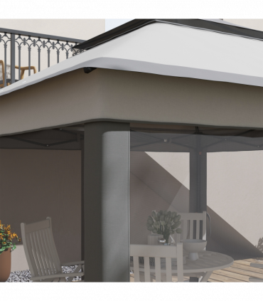 Outsunny 3 x 3(m) Pop Up Gazebo Tent with Netting, Height Adjustable, Grey