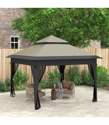 Outsunny 3 x 3(m) Pop Up Gazebo, Instant Shelter with Mosquito Netting, Grey