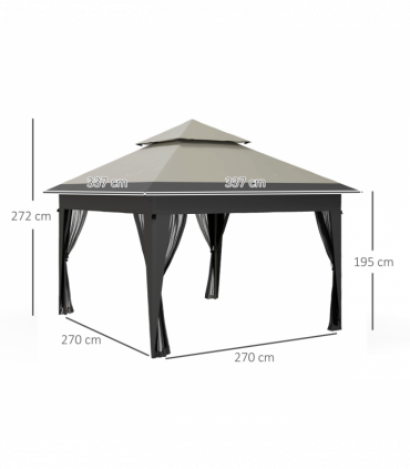 Outsunny 3 x 3(m) Pop Up Gazebo, Instant Shelter with Mosquito Netting, Grey