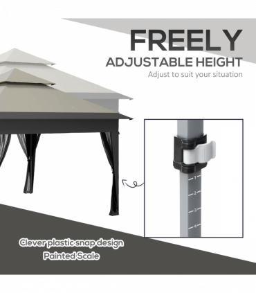 Outsunny 3 x 3(m) Pop Up Gazebo, Instant Shelter with Mosquito Netting, Grey