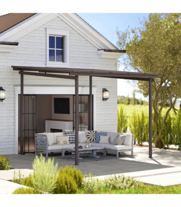 Outsunny 3 x 3(m) Waterproof Metal Pergola Easy to Assemble Lean to Pergola