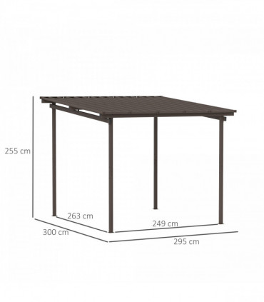 Outsunny 3 x 3(m) Waterproof Metal Pergola Easy to Assemble Lean to Pergola