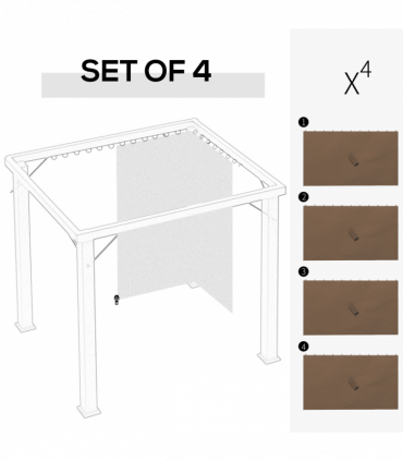 Outsunny 3 x 4(m) Universal Gazebo Replacement Sidewall Set, 4 Panels, Brown