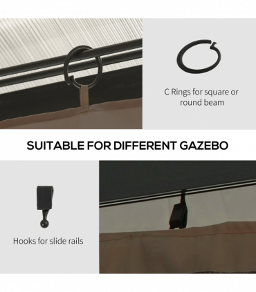 Outsunny 3 x 4(m) Universal Gazebo Replacement Sidewall Set, 4 Panels, Brown