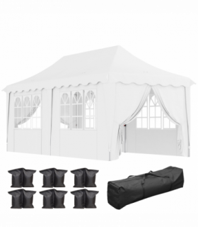 Outsunny 3 x 6m Pop Up Gazebo with Sides and Carry Bag, UPF50+, White