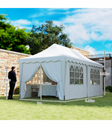 Outsunny 3 x 6m Pop Up Gazebo with Sides and Carry Bag, UPF50+, White