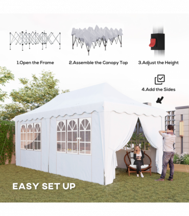 Outsunny 3 x 6m Pop Up Gazebo with Sides and Carry Bag, UPF50+, White