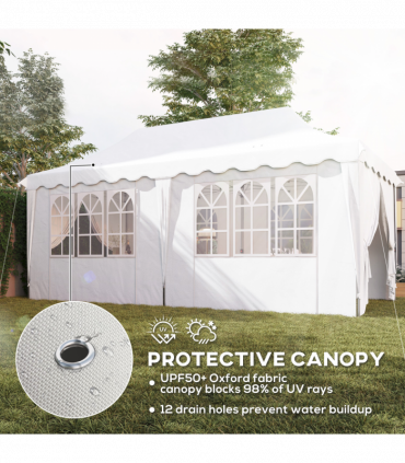 Outsunny 3 x 6m Pop Up Gazebo with Sides and Carry Bag, UPF50+, White