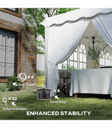 Outsunny 3 x 6m Pop Up Gazebo with Sides and Carry Bag, UPF50+, White