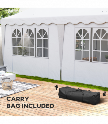 Outsunny 3 x 6m Pop Up Gazebo with Sides and Carry Bag, UPF50+, White