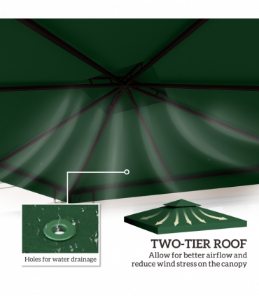 Outsunny 3(m) 2 Tier Garden Gazebo Top Cover Replacement Canopy Roof Dark Green