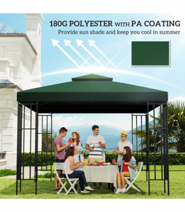 Outsunny 3(m) 2 Tier Garden Gazebo Top Cover Replacement Canopy Roof Dark Green