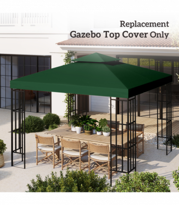 Outsunny 3(m) 2 Tier Garden Gazebo Top Cover Replacement Canopy Roof Dark Green