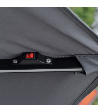 Outsunny 3(m) Cantilever Parasol Hanging Banana Umbrella w/ lights, Grey