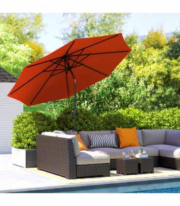 Outsunny 3(m) Garden Umbrella Outdoor Sunshade Canopy w/ Tilt & Crank Orange