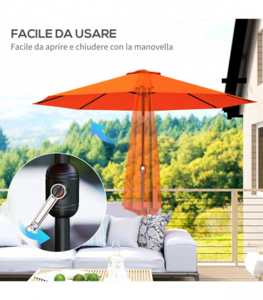Outsunny 3(m) Garden Umbrella Outdoor Sunshade Canopy w/ Tilt & Crank Orange
