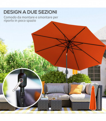 Outsunny 3(m) Garden Umbrella Outdoor Sunshade Canopy w/ Tilt & Crank Orange