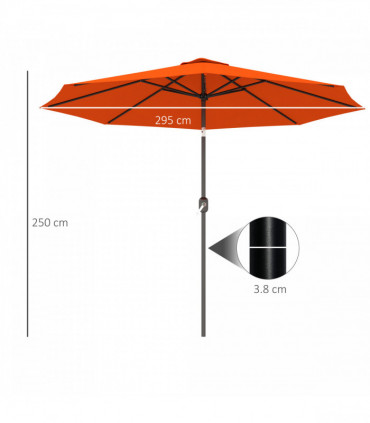 Outsunny 3(m) Garden Umbrella Outdoor Sunshade Canopy w/ Tilt & Crank Orange