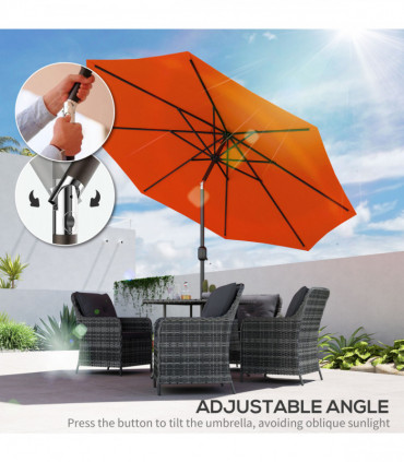 Outsunny 3(m) Garden Umbrella Outdoor Sunshade Canopy w/ Tilt & Crank Orange