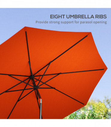 Outsunny 3(m) Garden Umbrella Outdoor Sunshade Canopy w/ Tilt & Crank Orange
