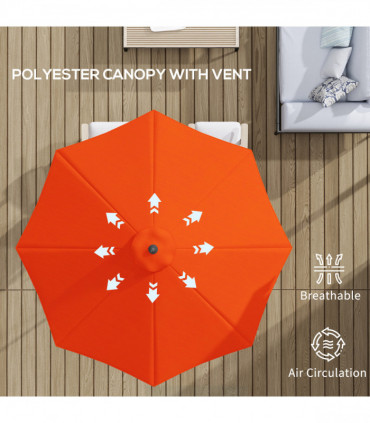 Outsunny 3(m) Garden Umbrella Outdoor Sunshade Canopy w/ Tilt & Crank Orange