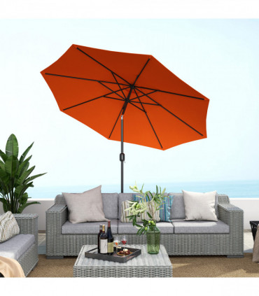 Outsunny 3(m) Garden Umbrella Outdoor Sunshade Canopy w/ Tilt & Crank Orange