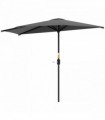 Outsunny 3(m) Half Round Parasol Garden Sun Umbrella w/ Crank Dark Grey
