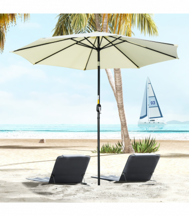 Outsunny 3(m) Patio Umbrella Outdoor Sunshade Canopy w/ Tilt & Crank Beige