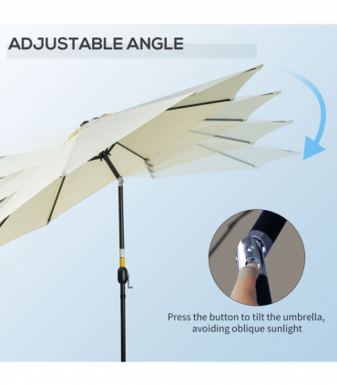 Outsunny 3(m) Patio Umbrella Outdoor Sunshade Canopy w/ Tilt & Crank Beige