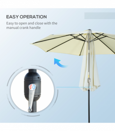 Outsunny 3(m) Patio Umbrella Outdoor Sunshade Canopy w/ Tilt & Crank Beige