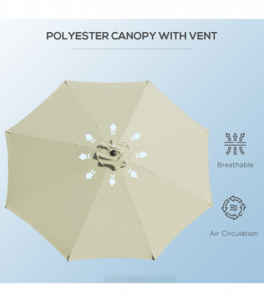 Outsunny 3(m) Patio Umbrella Outdoor Sunshade Canopy w/ Tilt & Crank Beige