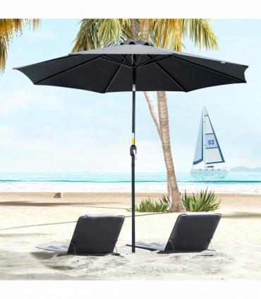 Outsunny 3(m) Patio Umbrella Outdoor Sunshade Canopy w/ Tilt & Crank Black