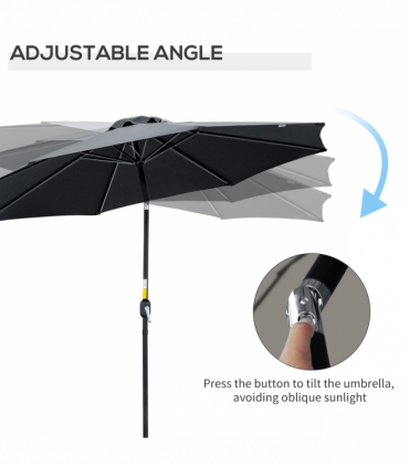 Outsunny 3(m) Patio Umbrella Outdoor Sunshade Canopy w/ Tilt & Crank Black