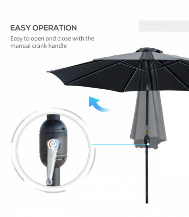 Outsunny 3(m) Patio Umbrella Outdoor Sunshade Canopy w/ Tilt & Crank Black