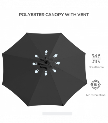Outsunny 3(m) Patio Umbrella Outdoor Sunshade Canopy w/ Tilt & Crank Black