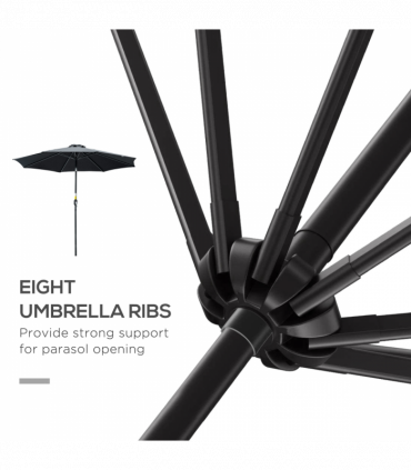 Outsunny 3(m) Patio Umbrella Outdoor Sunshade Canopy w/ Tilt & Crank Black