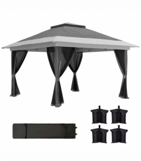 Outsunny 3.6 x 3.6m Pop Up Gazebo with Netting and Wheeled Bag, Dark Grey